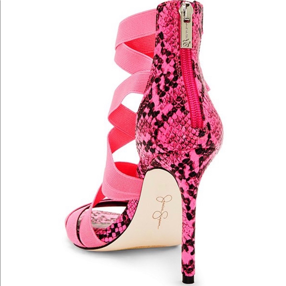 Jyra Neon Snake-Print Strappy Dress Sandals - Picture 3 of 5